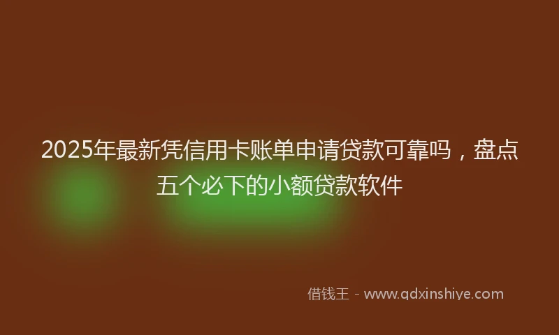 2025年最新凭信用卡账单申请贷款可靠吗，盘点五个必下的小额贷款软件
