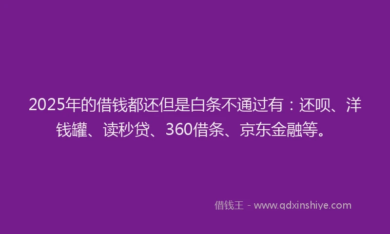 2025年的借钱都还但是白条不通过有：还呗、洋钱罐、读秒贷、360借条、京东金融等。
