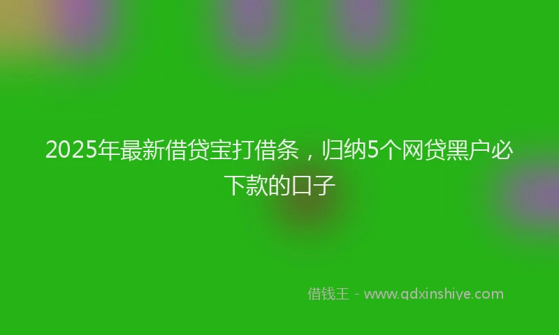 2025年最新借贷宝打借条，归纳5个网贷黑户必下款的口子