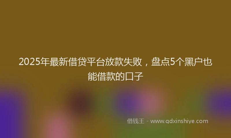 2025年最新借贷平台放款失败，盘点5个黑户也能借款的口子