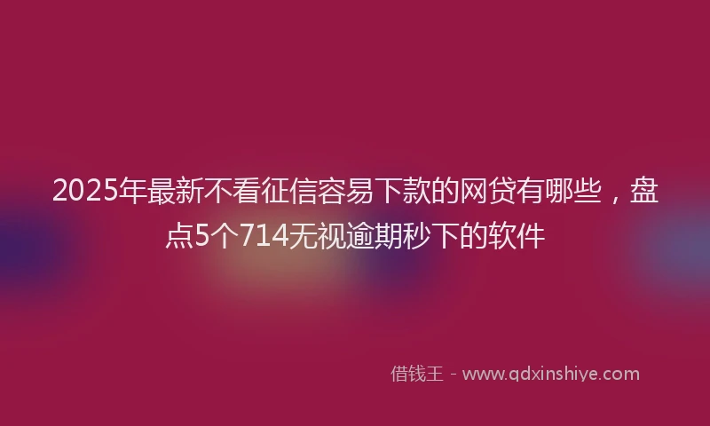 2025年最新不看征信容易下款的网贷有哪些，盘点5个714无视逾期秒下的软件