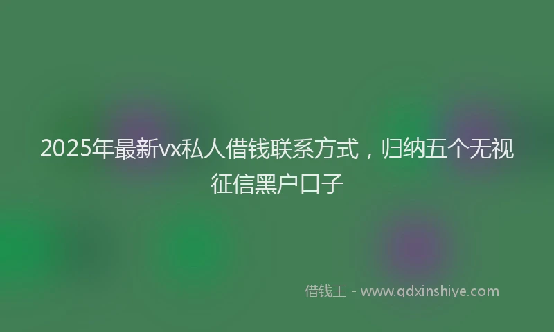 2025年最新vx私人借钱联系方式，归纳五个无视征信黑户口子