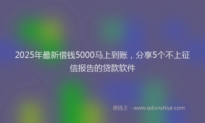 2025年最新借钱5000马上到账，分享5个不上征信报告的贷款软件