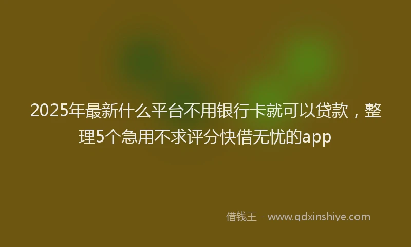 2025年最新什么平台不用银行卡就可以贷款，整理5个急用不求评分快借无忧的app