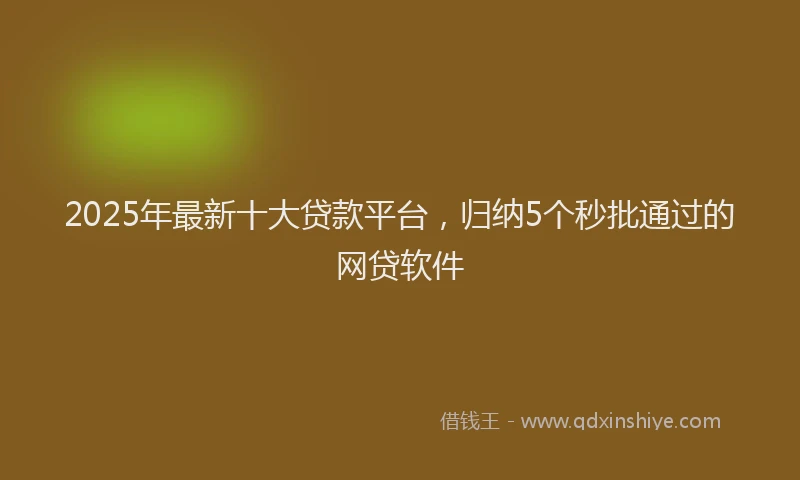 2025年最新十大贷款平台，归纳5个秒批通过的网贷软件