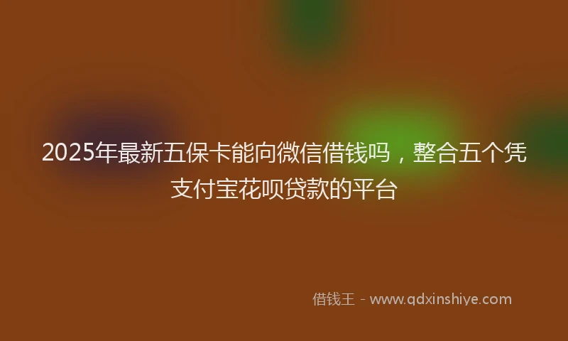 2025年最新五保卡能向微信借钱吗，整合五个凭支付宝花呗贷款的平台