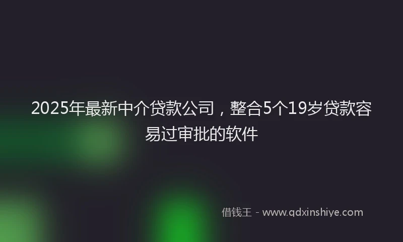2025年最新中介贷款公司，整合5个19岁贷款容易过审批的软件