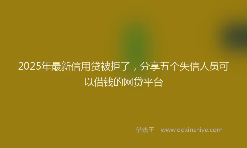 2025年最新信用贷被拒了，分享五个失信人员可以借钱的网贷平台