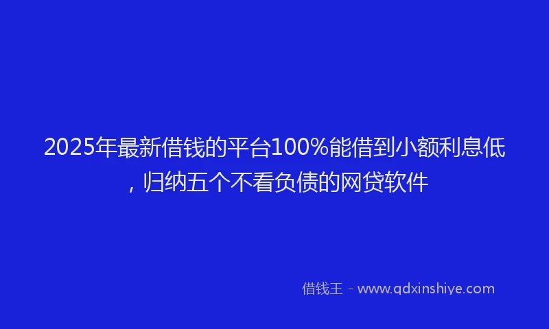 2025年最新借钱的平台100%能借到小额利息低，归纳五个不看负债的网贷软件