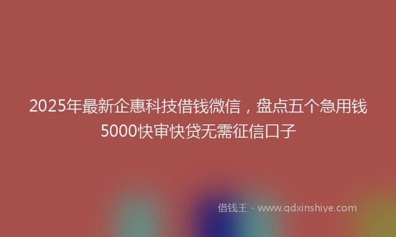 2025年最新企惠科技借钱微信，盘点五个急用钱5000快审快贷无需征信口子