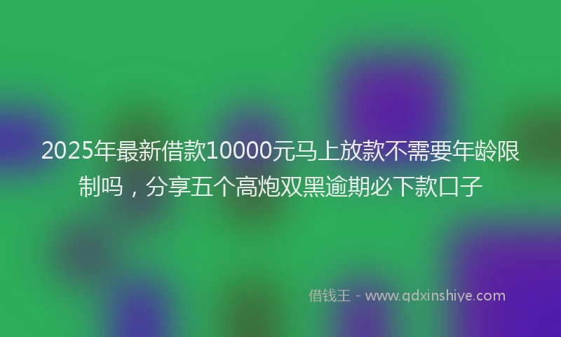 2025年最新借款10000元马上放款不需要年龄限制吗，分享五个高炮双黑逾期必下款口子