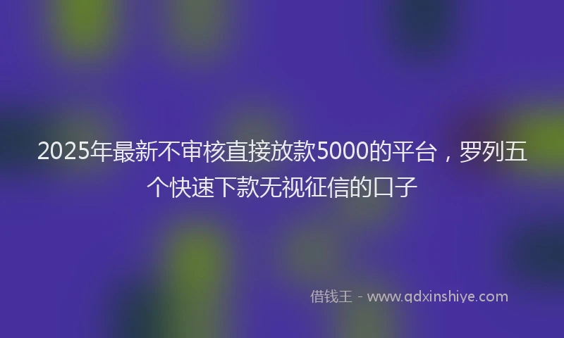 2025年最新不审核直接放款5000的平台，罗列五个快速下款无视征信的口子
