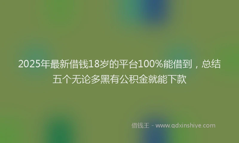 2025年最新借钱18岁的平台100%能借到，总结五个无论多黑有公积金就能下款
