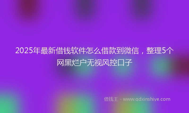 2025年最新借钱软件怎么借款到微信，整理5个网黑烂户无视风控口子