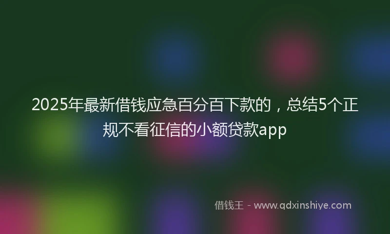 2025年最新借钱应急百分百下款的，总结5个正规不看征信的小额贷款app