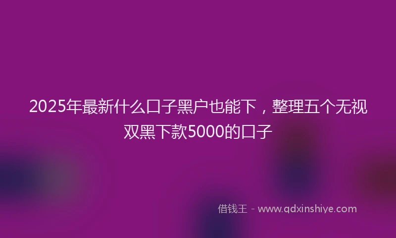 2025年最新什么口子黑户也能下，整理五个无视双黑下款5000的口子