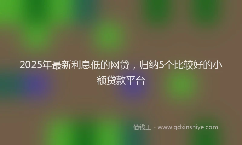 2025年最新利息低的网贷，归纳5个比较好的小额贷款平台