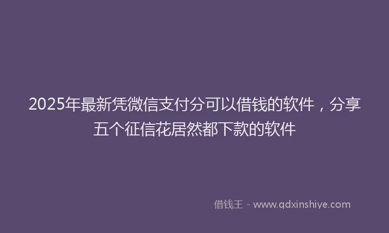 2025年最新凭微信支付分可以借钱的软件，分享五个征信花居然都下款的软件