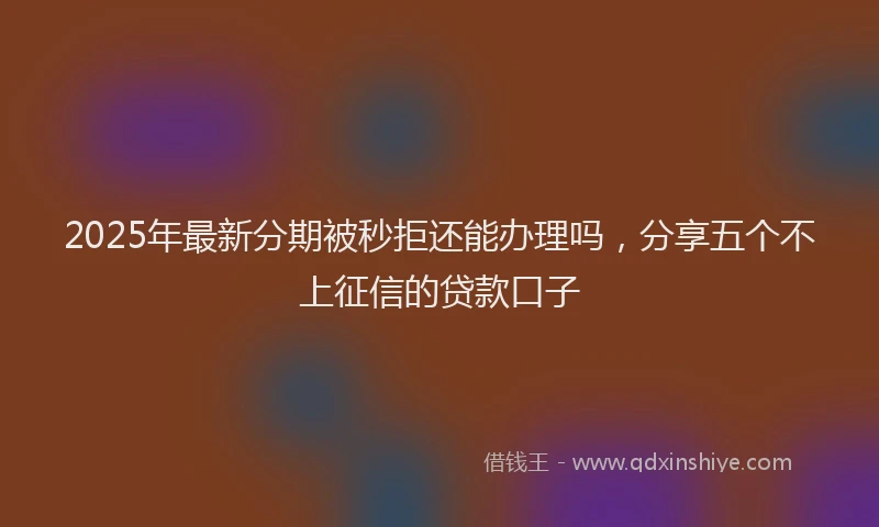 2025年最新分期被秒拒还能办理吗，分享五个不上征信的贷款口子