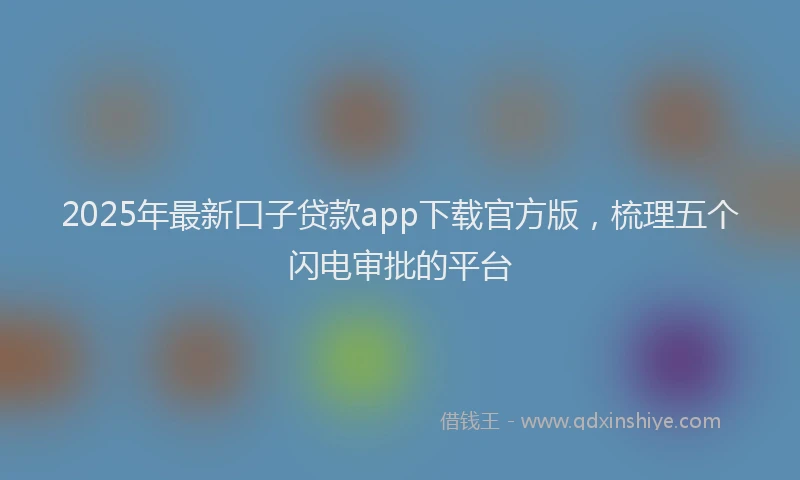 2025年最新口子贷款app下载官方版，梳理五个闪电审批的平台