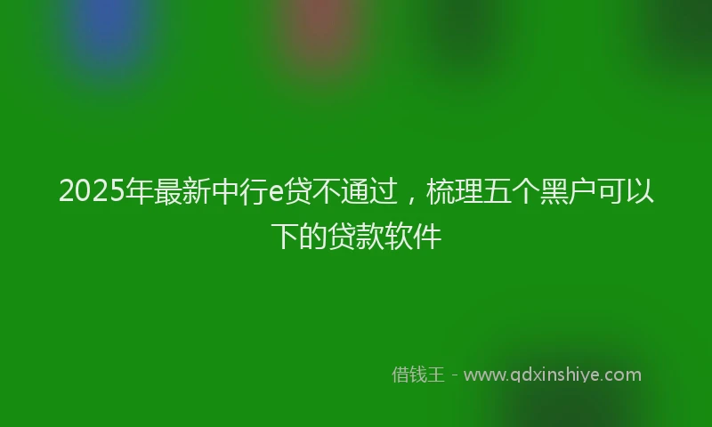 2025年最新中行e贷不通过，梳理五个黑户可以下的贷款软件
