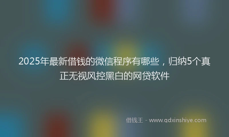 2025年最新借钱的微信程序有哪些，归纳5个真正无视风控黑白的网贷软件