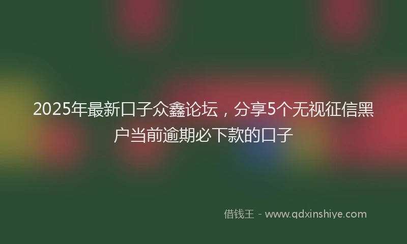 2025年最新口子众鑫论坛，分享5个无视征信黑户当前逾期必下款的口子