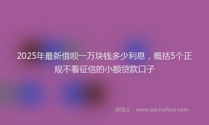 2025年最新借呗一万块钱多少利息，概括5个正规不看征信的小额贷款口子