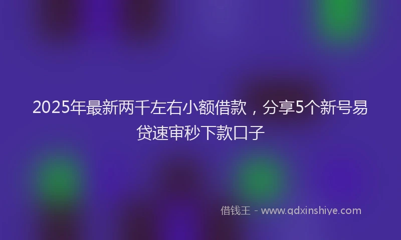 2025年最新两千左右小额借款，分享5个新号易贷速审秒下款口子