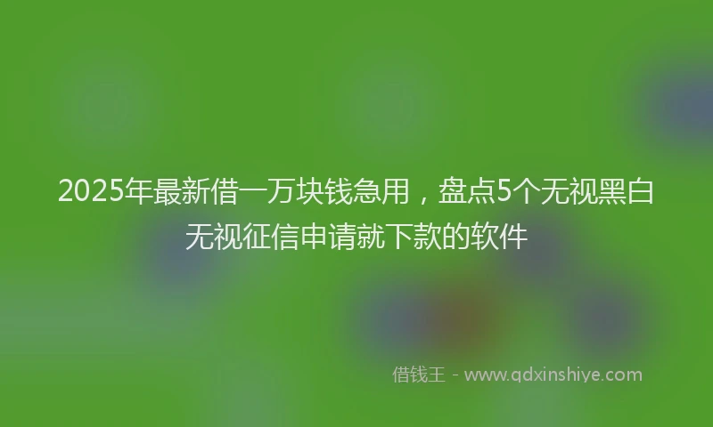 2025年最新借一万块钱急用，盘点5个无视黑白无视征信申请就下款的软件
