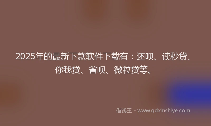 2025年的最新下款软件下载有：还呗、读秒贷、你我贷、省呗、微粒贷等。