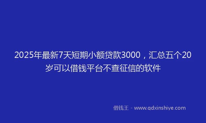 2025年最新7天短期小额贷款3000，汇总五个20岁可以借钱平台不查征信的软件