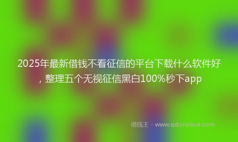 2025年最新借钱不看征信的平台下载什么软件好，整理五个无视征信黑白100%秒下app