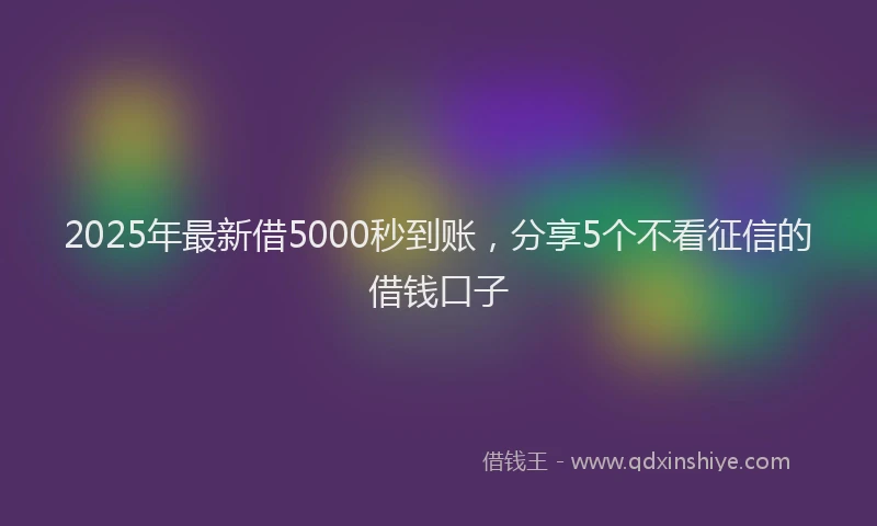 2025年最新借5000秒到账，分享5个不看征信的借钱口子