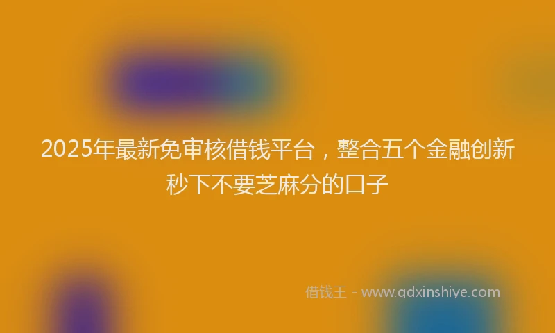 2025年最新免审核借钱平台，整合五个金融创新秒下不要芝麻分的口子
