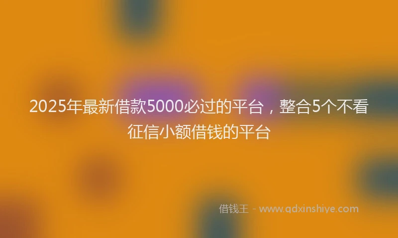 2025年最新借款5000必过的平台，整合5个不看征信小额借钱的平台