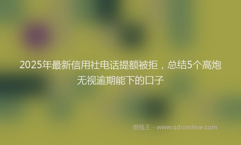 2025年最新信用社电话提额被拒，总结5个高炮无视逾期能下的口子