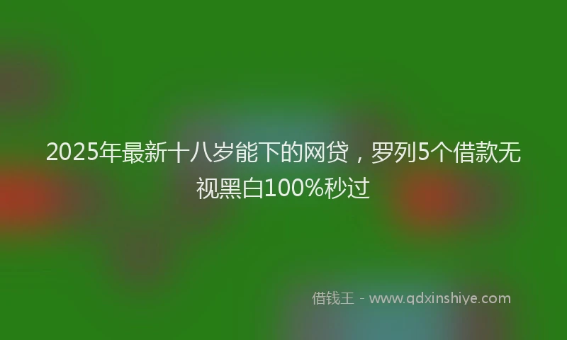 2025年最新十八岁能下的网贷，罗列5个借款无视黑白100%秒过
