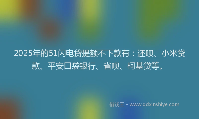 2025年的51闪电贷提额不下款有：还呗、小米贷款、平安口袋银行、省呗、柯基贷等。