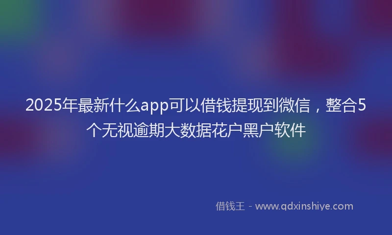 2025年最新什么app可以借钱提现到微信，整合5个无视逾期大数据花户黑户软件