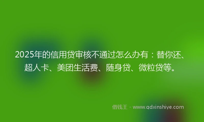 2025年的信用贷审核不通过怎么办有：替你还、超人卡、美团生活费、随身贷、微粒贷等。