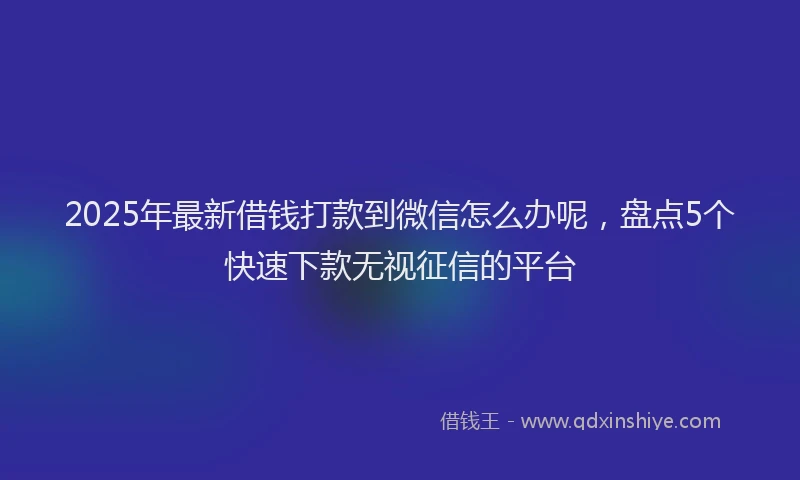 2025年最新借钱打款到微信怎么办呢，盘点5个快速下款无视征信的平台