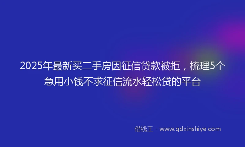 2025年最新买二手房因征信贷款被拒，梳理5个急用小钱不求征信流水轻松贷的平台