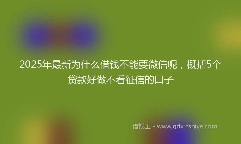 2025年最新为什么借钱不能要微信呢，概括5个贷款好做不看征信的口子