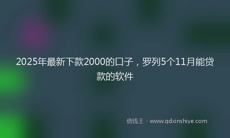 2025年最新下款2000的口子，罗列5个11月能贷款的软件