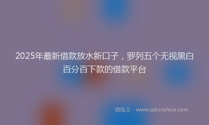 2025年最新借款放水新口子，罗列五个无视黑白百分百下款的借款平台