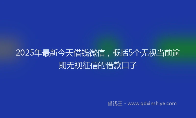 2025年最新今天借钱微信，概括5个无视当前逾期无视征信的借款口子