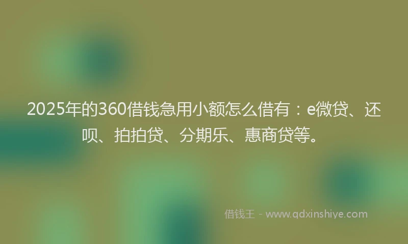 2025年的360借钱急用小额怎么借有：e微贷、还呗、拍拍贷、分期乐、惠商贷等。