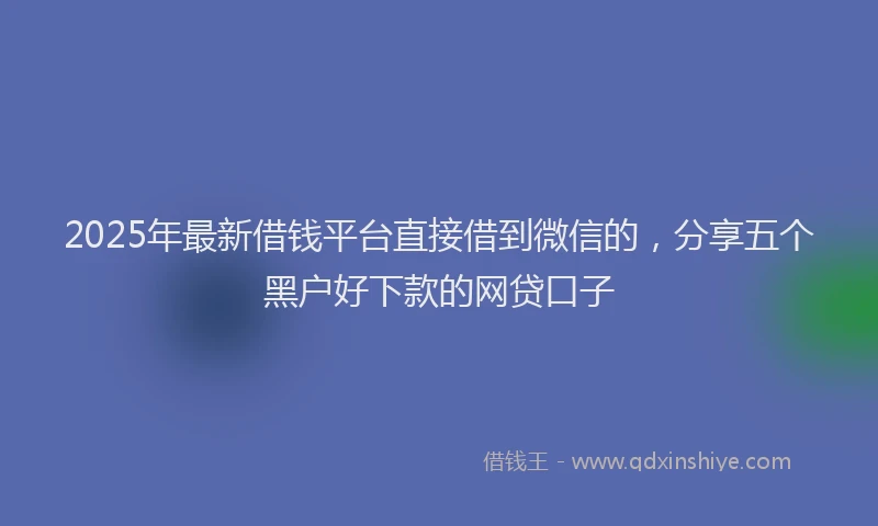 2025年最新借钱平台直接借到微信的，分享五个黑户好下款的网贷口子