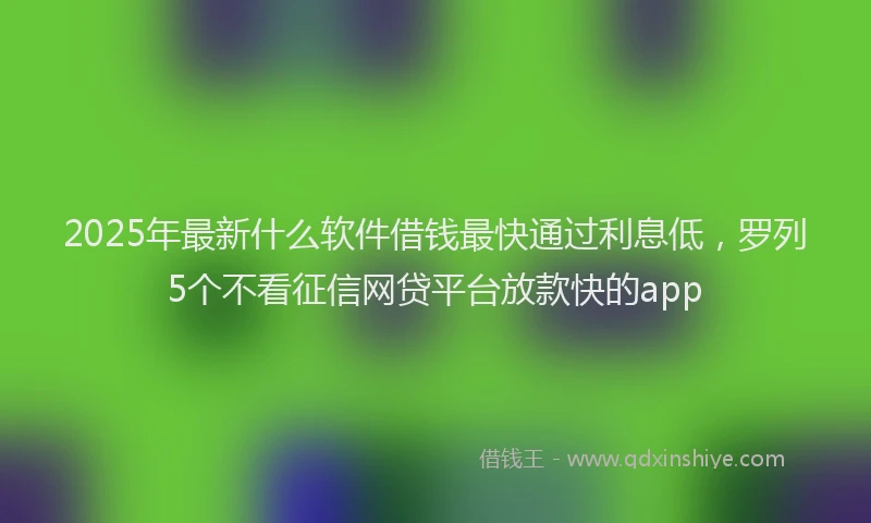 2025年最新什么软件借钱最快通过利息低，罗列5个不看征信网贷平台放款快的app